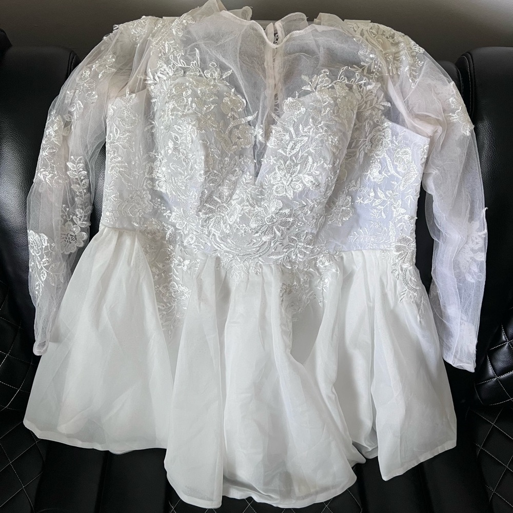 Elegant White Lace Women's Baby Doll Dress